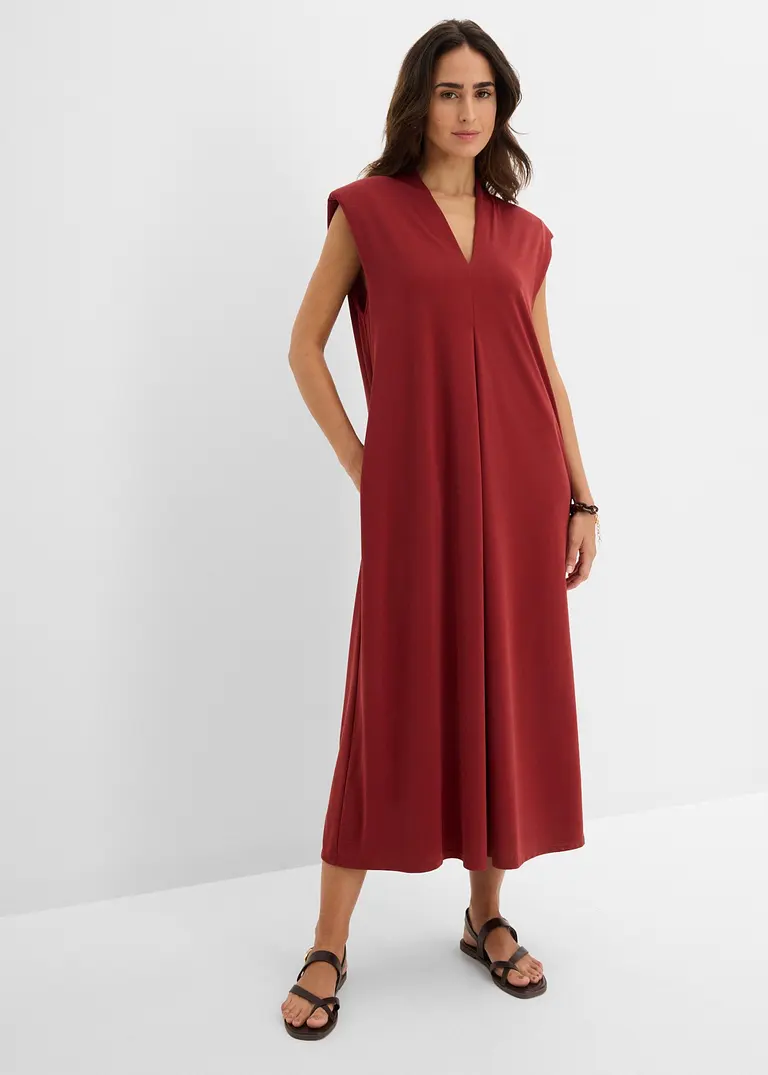 Jerseykleid aus Viskose-Mix mit Schulterpolster